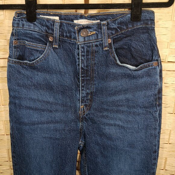 Levi's 70s High Slim Straight 25 Like New Dark Wash XS 0 - Picture 3 of 5